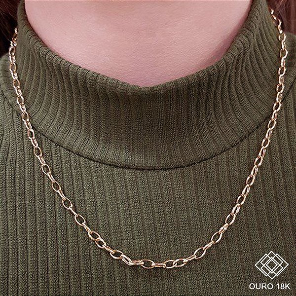 Cordão Elo Oco Ouro 18k - 45cm