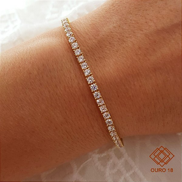 Pulseira Riviera Ouro 18k Zircônias
