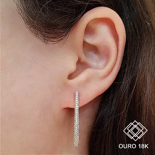 Brinco Argola Ouro 18k Zircônias