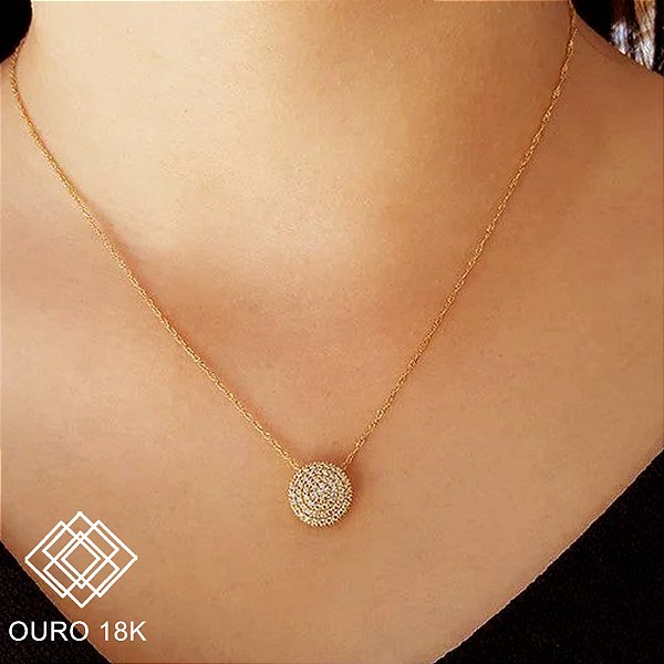 Kit Cordão Ouro 18k + Pingente Chuveiro Ouro 18k Zircônias