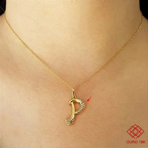 Pingente Letra P Ouro 18k