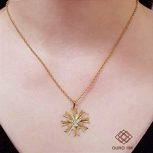 Kit Cordão Ouro 18k + Pingente Espírito Santo Ouro 18k