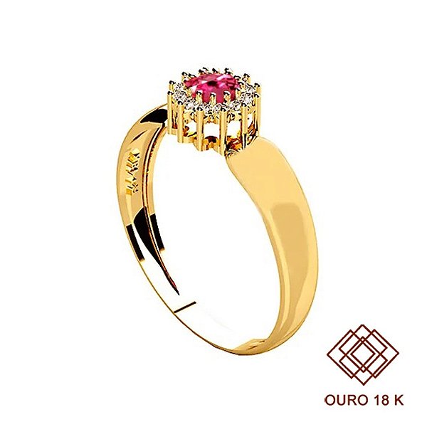 Anel Formatura Ciências Contábeis Ouro 18k Zircônias - Sem emblema