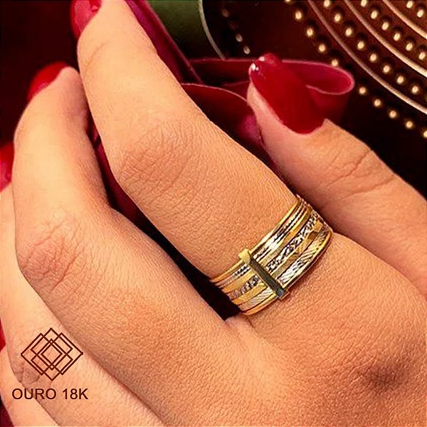 Anel 7 Aros Ouro 18k