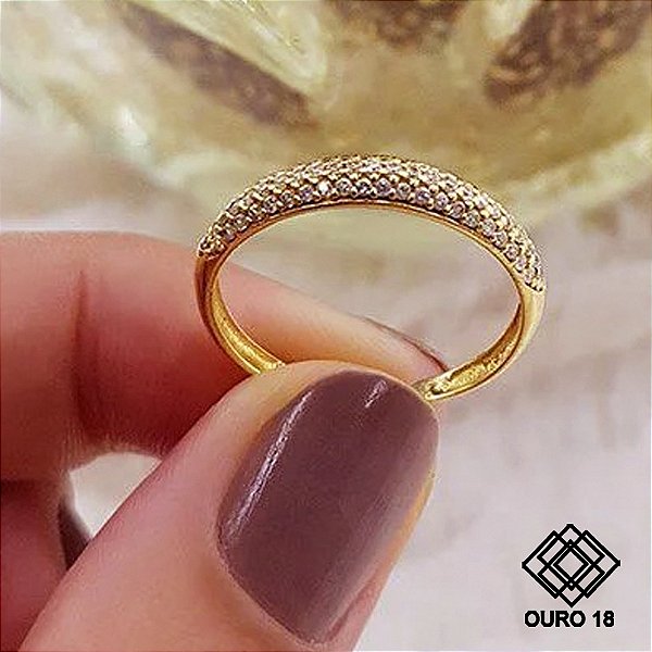 Anel Pavê Ouro 18k Diamante cultivado 25 Pts