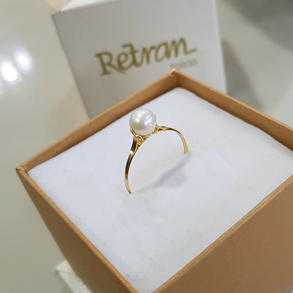Anel Ouro 18k Pérola Natural