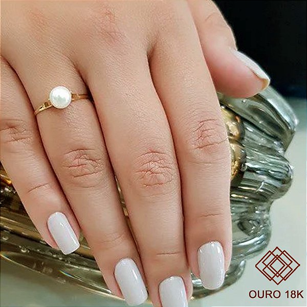 Anel Ouro 18k Pérola Natural