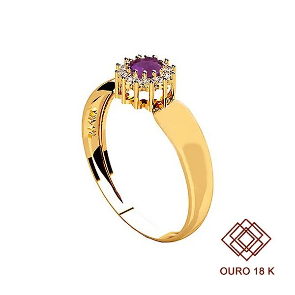 Anel Formatura Letras Ouro 18k Zircônias - Sem emblema