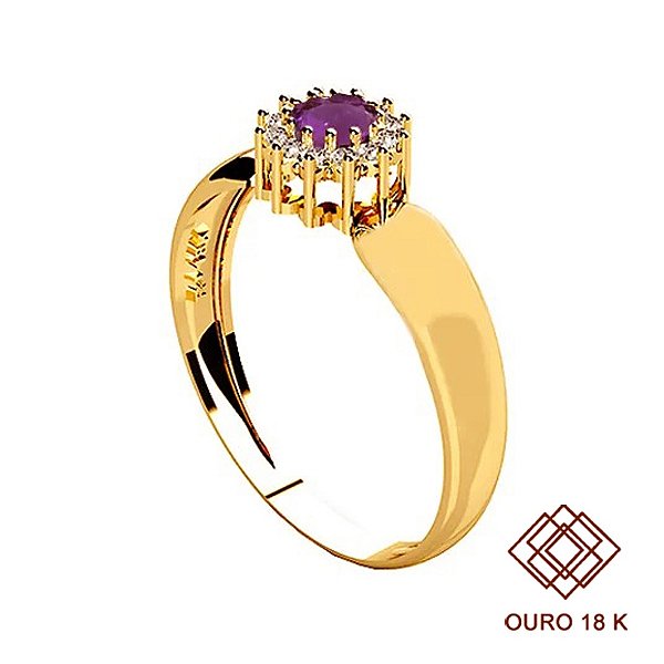 Anel Formatura História Ouro 18k Zircônias - Sem emblema