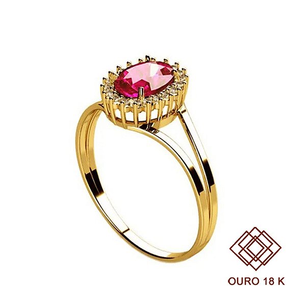 Anel Formatura Ciências Contábeis Ouro 18k Zircônias - Sem emblema