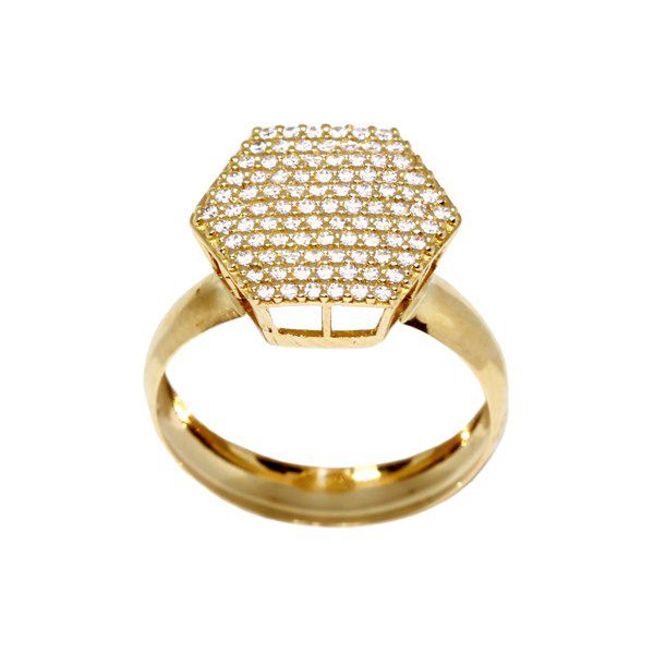 Anel Chuveiro Sextavado Ouro 18k