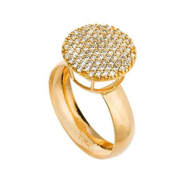 Anel Chuveiro Redondo Ouro 18k Zircônias