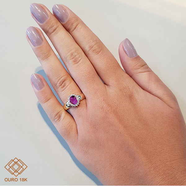 Anel Formatura Letras Ouro 18k Zircônias - Sem emblema