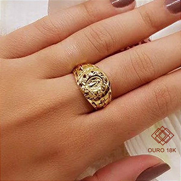 Anel Nossa Senhora das Graças Ouro 18k Zircônias