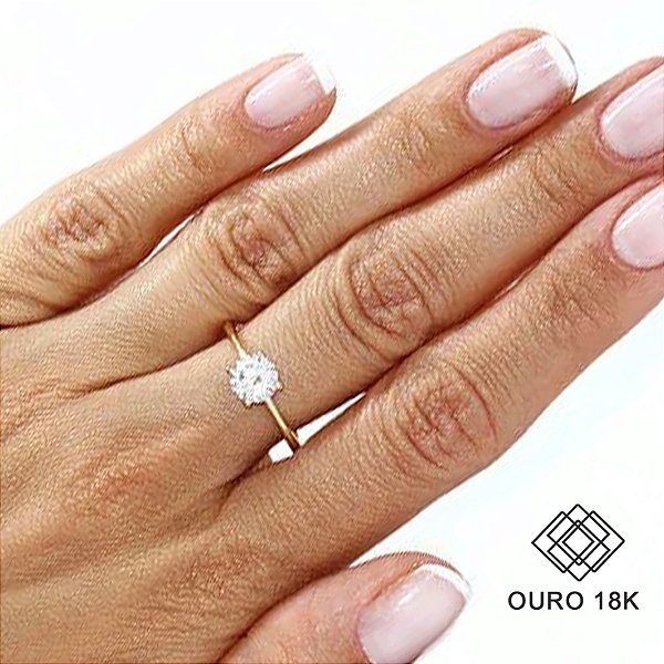 Anel Solitário Ouro 18k Zircônia