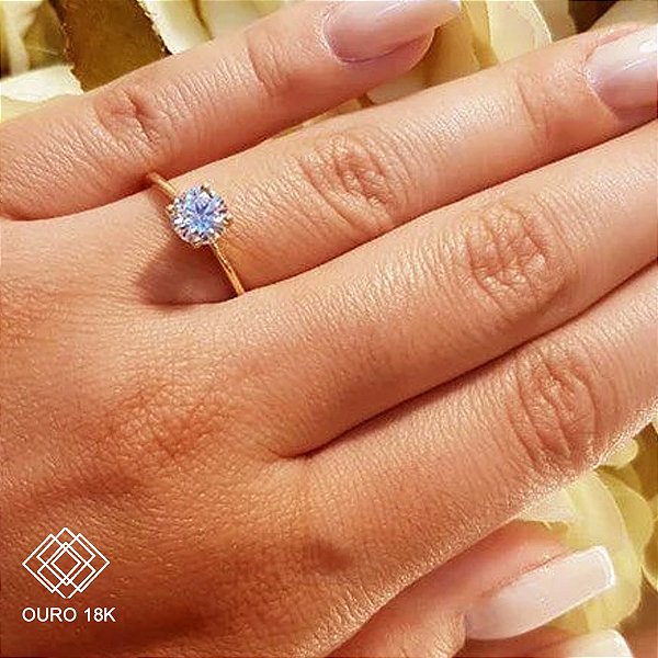 Anel Solitário Ouro 18k Zircônia
