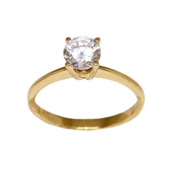 Anel Solitário Ouro 18k Zircônia