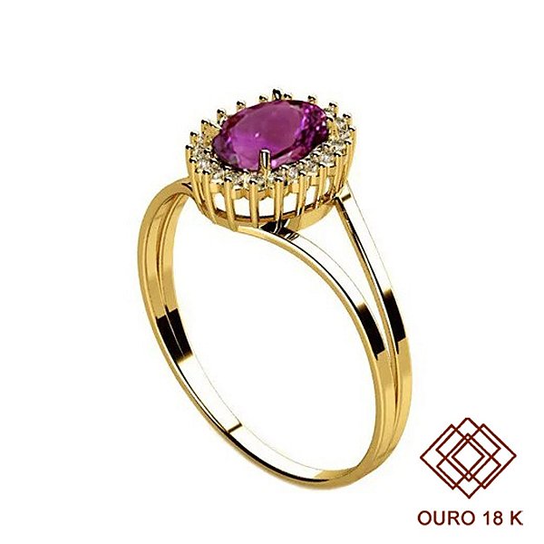 Anel Formatura Letras Ouro 18k Zircônias - Sem emblema