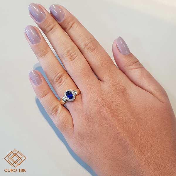 Anel Formatura Engenharia Ambiental Ouro 18k Zircônias - Sem emblema