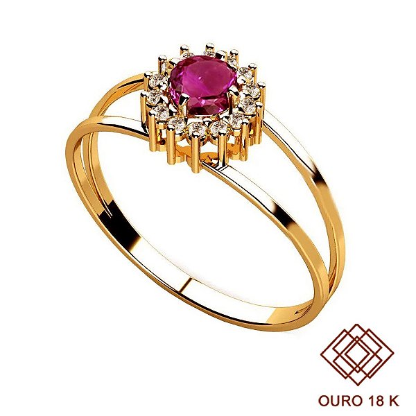 Anel Formatura Letras Ouro 18k Zircônias - Sem emblema