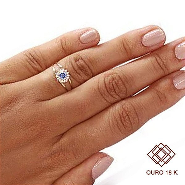 Anel Formatura Psicologia Ouro 18k Zircônias - Sem emblema