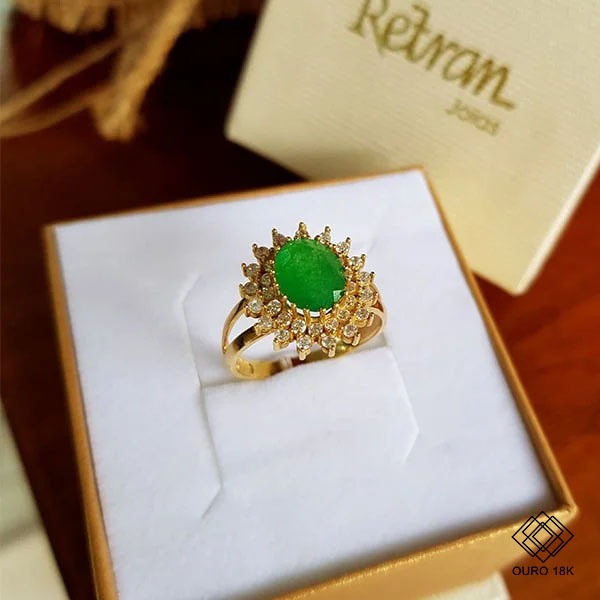 Anel Ouro 18k Zircônias