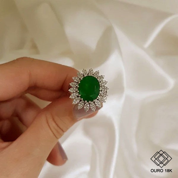 Anel Ouro 18k Zircônias