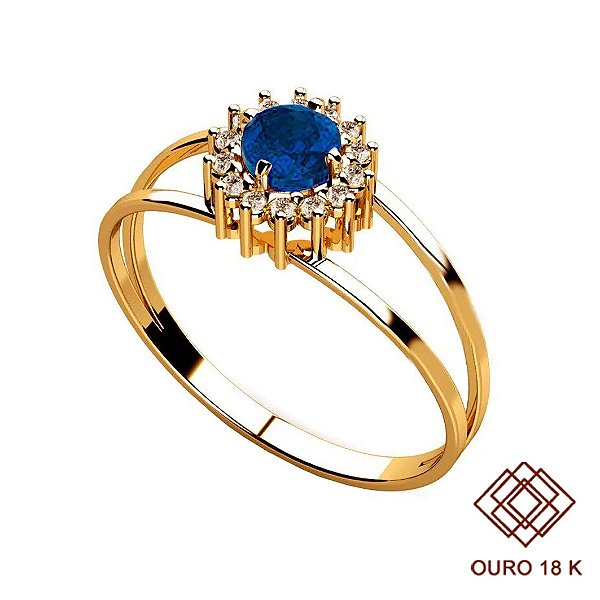 Anel Formatura Química Ouro 18k Zircônias - Sem emblema