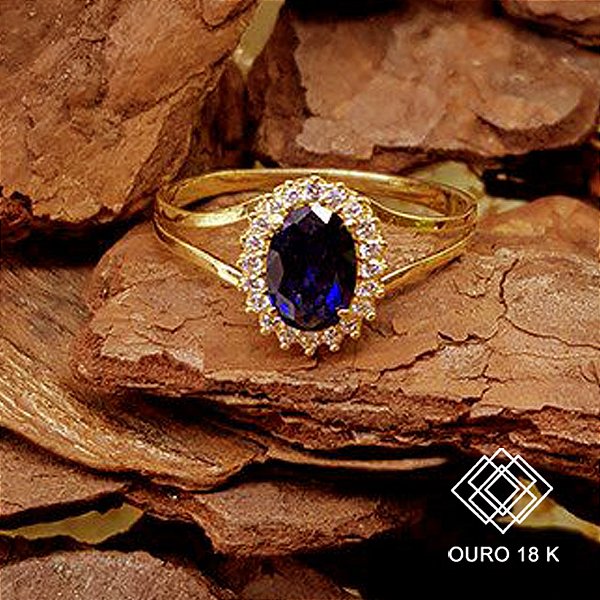 Anel Formatura Pedagogia Ouro 18k Zircônias - Sem emblema