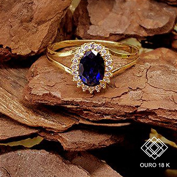 Anel Formatura Relações Públicas Ouro 18k Zircônias - Sem emblema