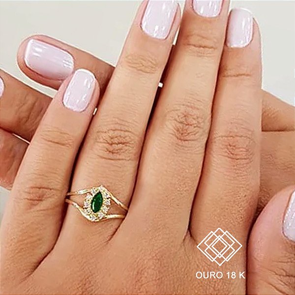 Anel Formatura Serviço Social Ouro 18k Zircônias - Sem emblema