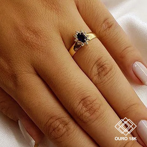 Anel Formatura Engenharia Agronômica Ouro 18k Zircônias - Sem emblema