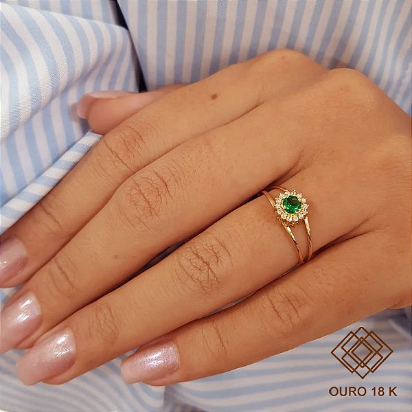 Anel Formatura Enfermagem Ouro 18k Zircônias - Sem emblema