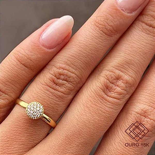 Anel Chuveiro Ouro 18k Com Zircônias