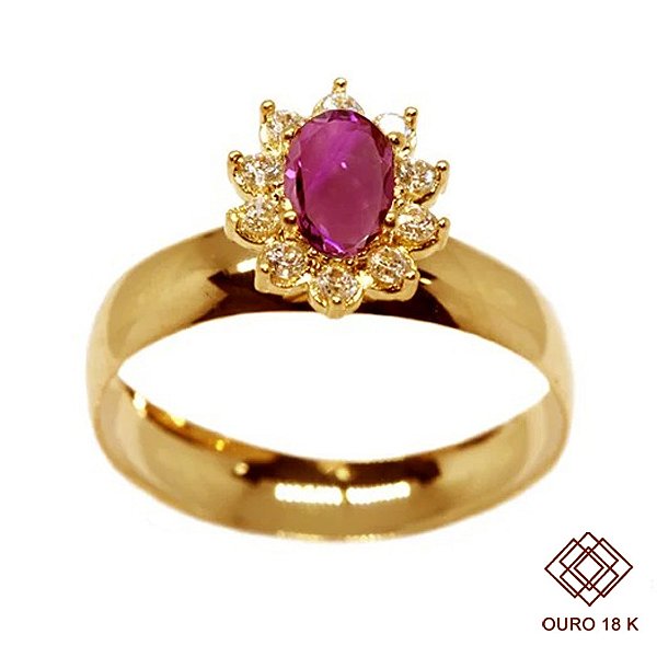 Anel Formatura Letras Ouro 18k Zircônias - Sem emblema