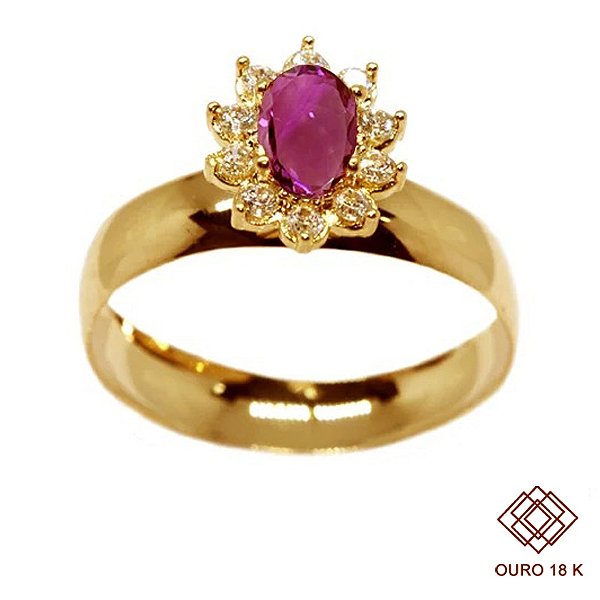 Anel Formatura História Ouro 18k Zircônias - Sem emblema