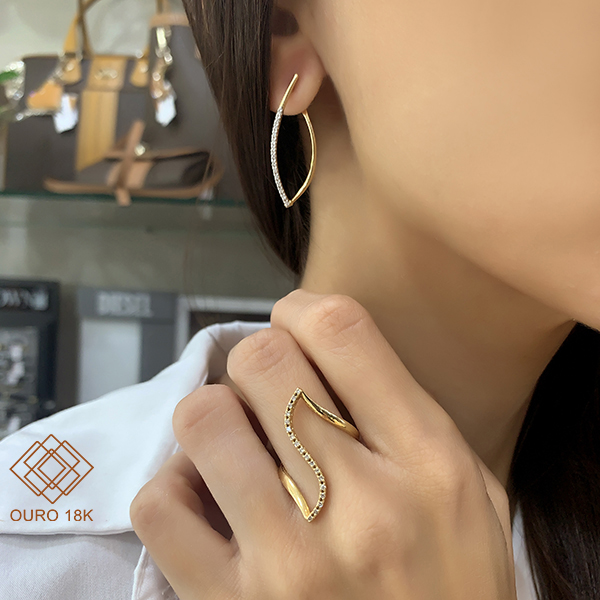 Anel Z Ouro 18k Brilhante Moissanite 15 Pts