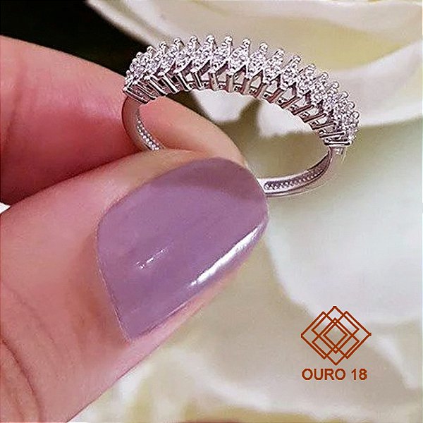 Anel Aparador Ouro Branco 18k - Diamante Cultivado 30pts