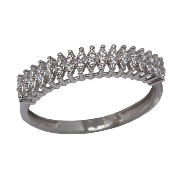 Anel Aparador Ouro Branco 18k e Moissanite