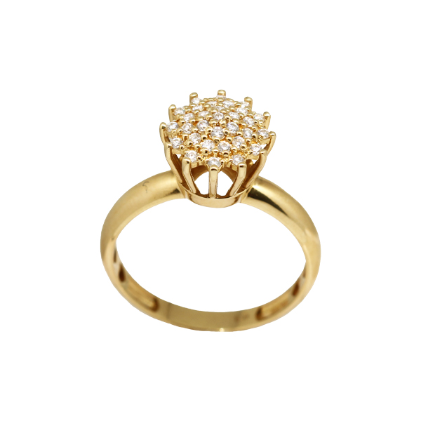Anel Chuveiro Rainha Ouro 18k Moissanite