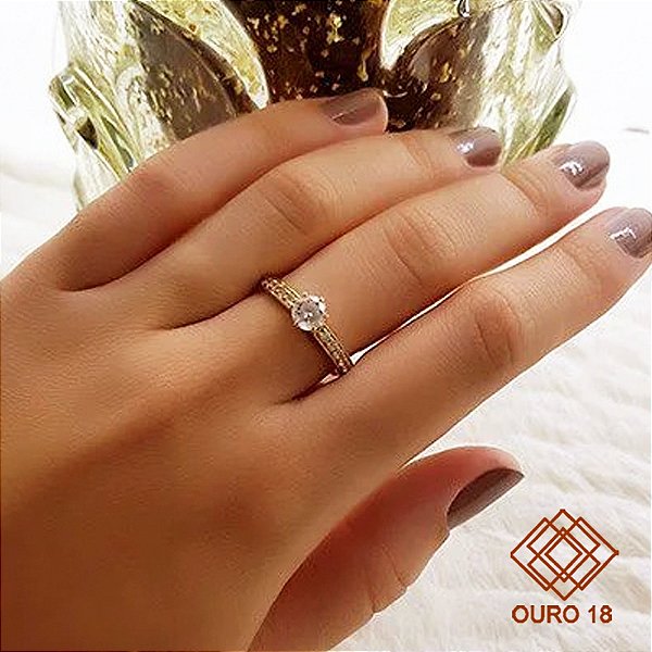 Anel Solitário Ouro 18k - Diamante 30 Pts Cultivado