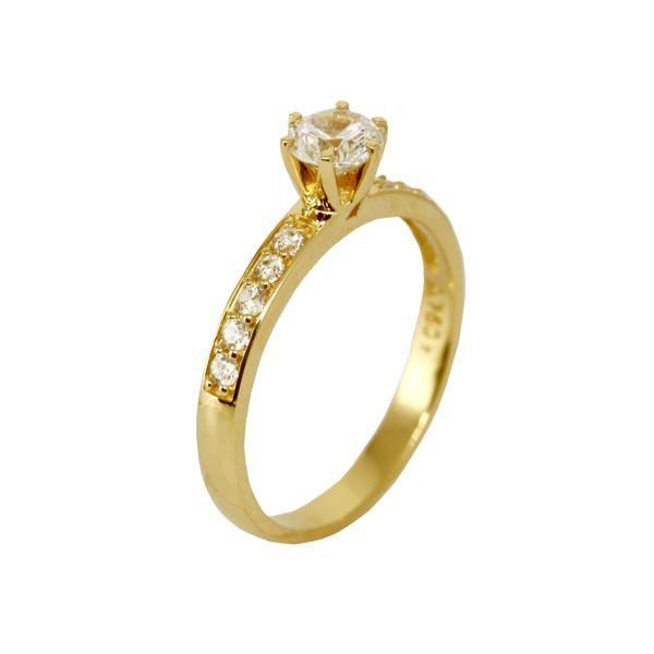 Anel Solitário Ouro 18k Moissanite
