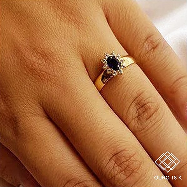 Anel Formatura Relações Públicas Ouro 18k Zircônias - Sem emblema