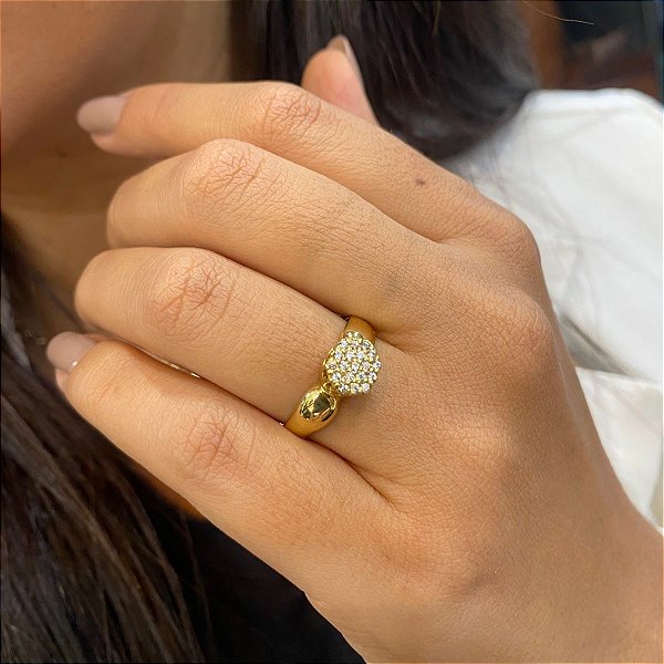 Anel Chuveiro Ouro 18k Zircônias