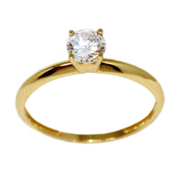 Anel Solitário Ouro 18k Zircônia