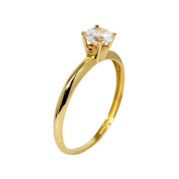 Anel Solitário Ouro 18k Zircônia