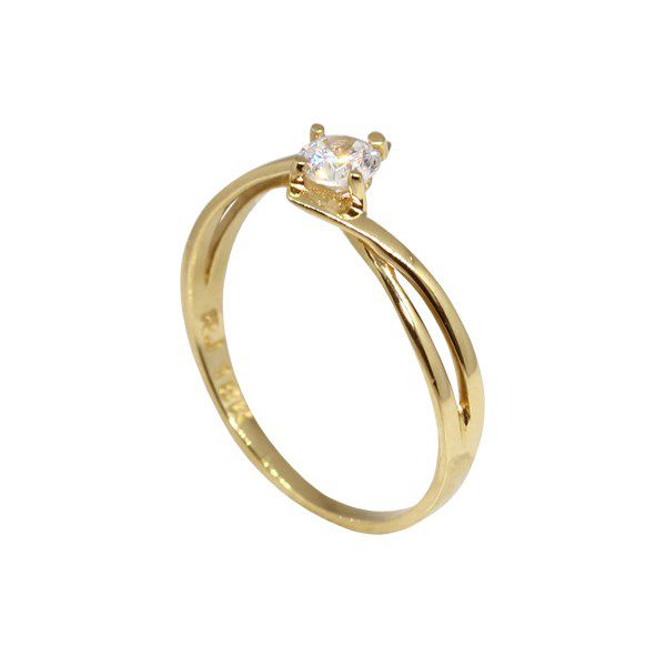 Anel Solitário Ouro 18k Zircônia 15 Pontos