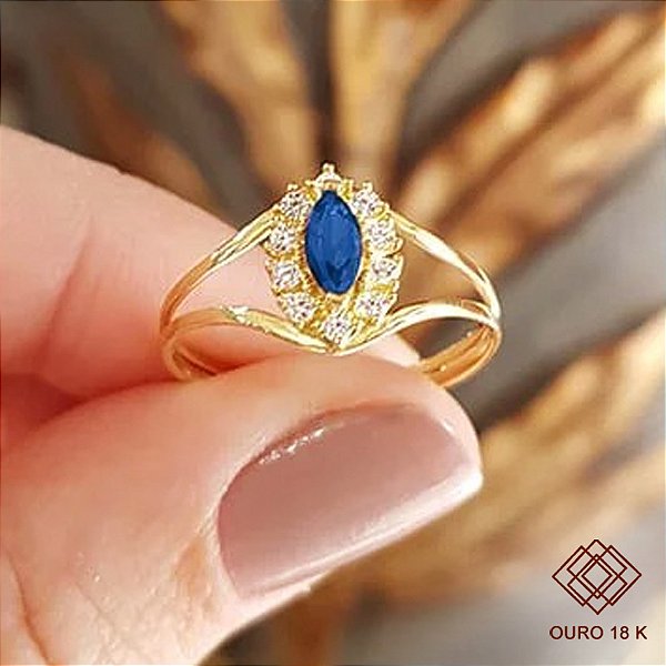 Anel Formatura Psicologia Feminino Ouro 18k Zircônias - Sem emblema