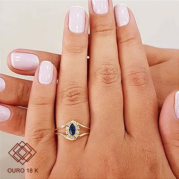 Anel Formatura Relações Públicas Ouro 18k Zircônias - Sem emblema