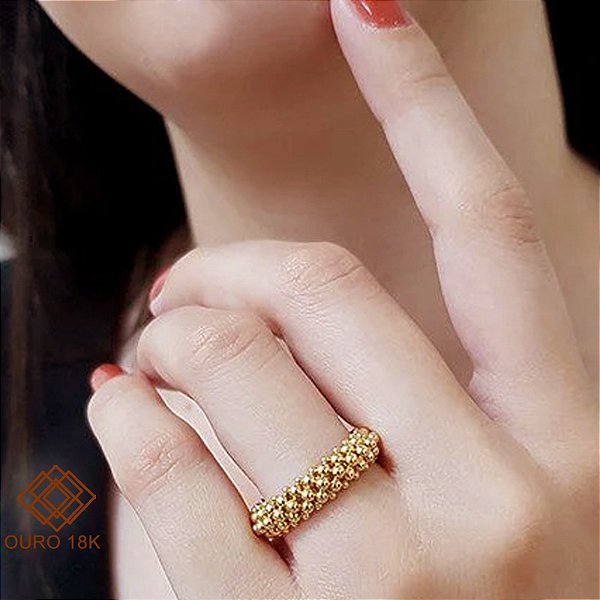 Anel Inteiro de Esferas Ouro 18k